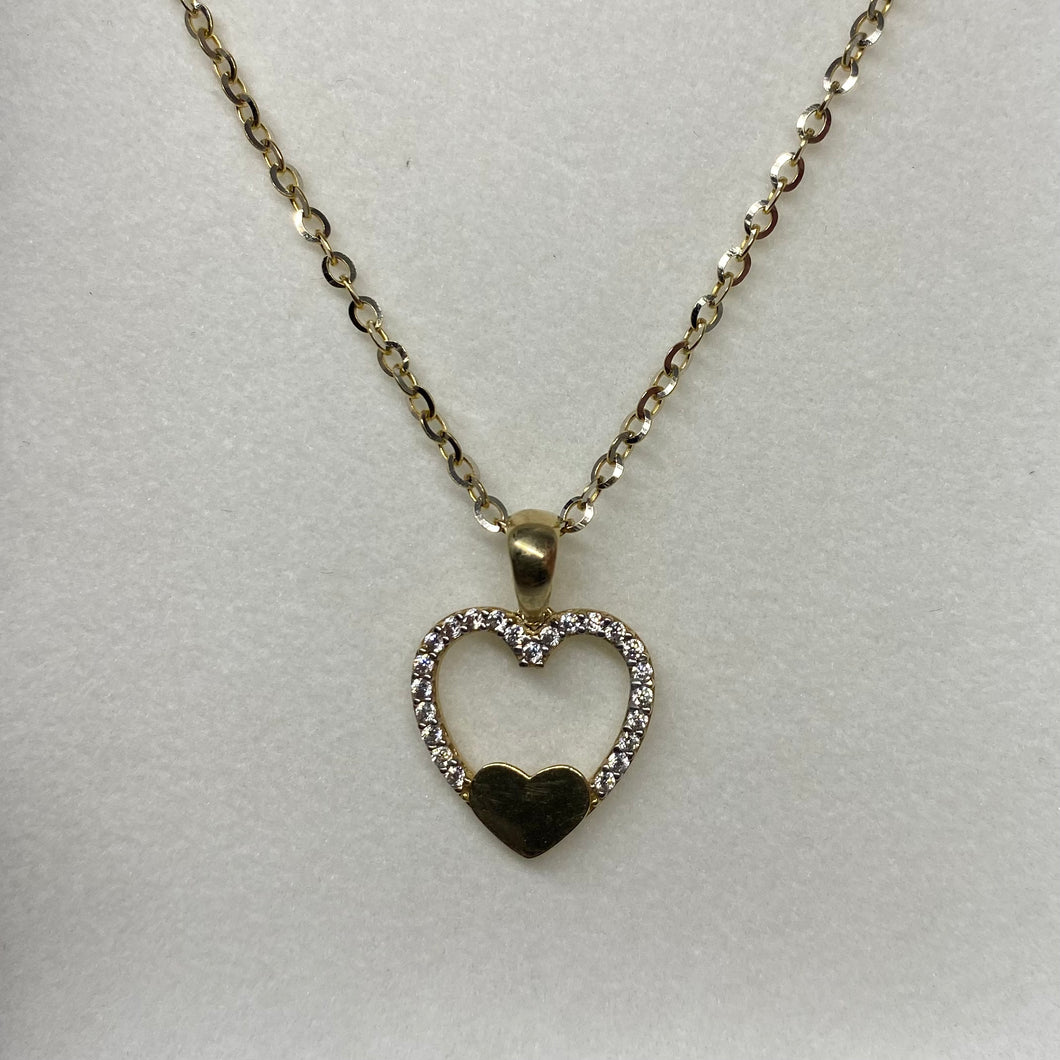 10K Gold CZ Heart Necklace