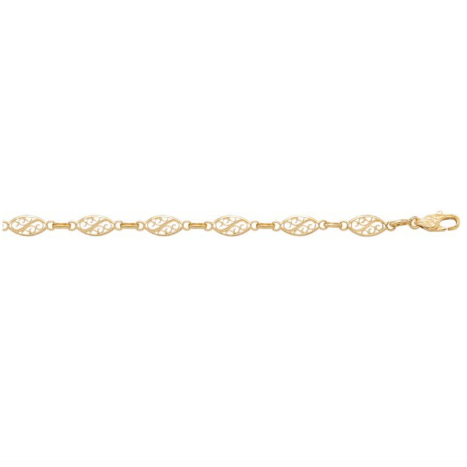 Solid 18K Yellow Gold Filigree Link