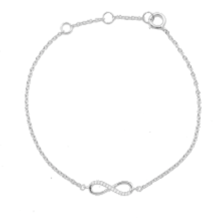 925 Sterling Silver Cubic Zirconia Infinity Bracelet