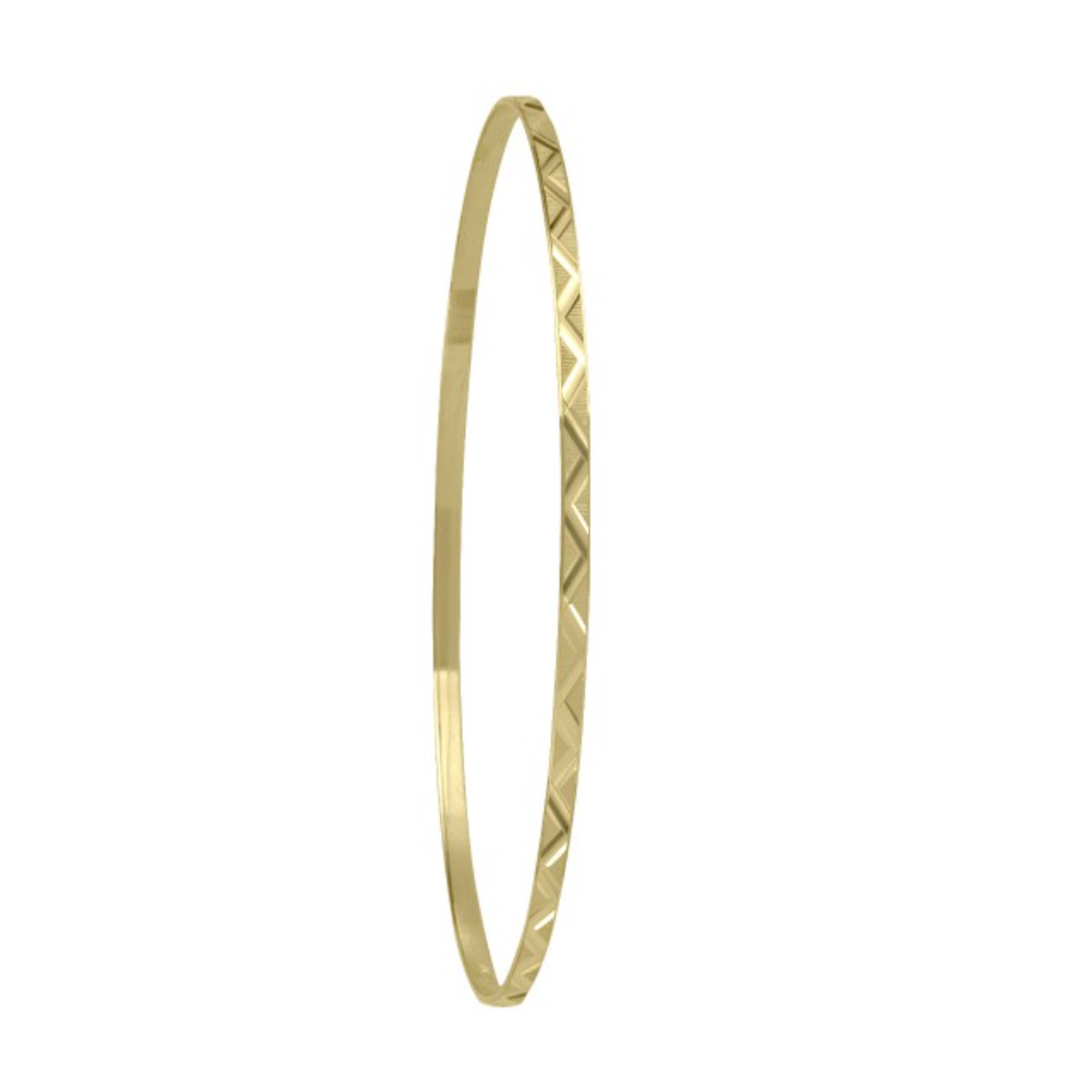 10K Gold Diamond Cut Stackable Bangles