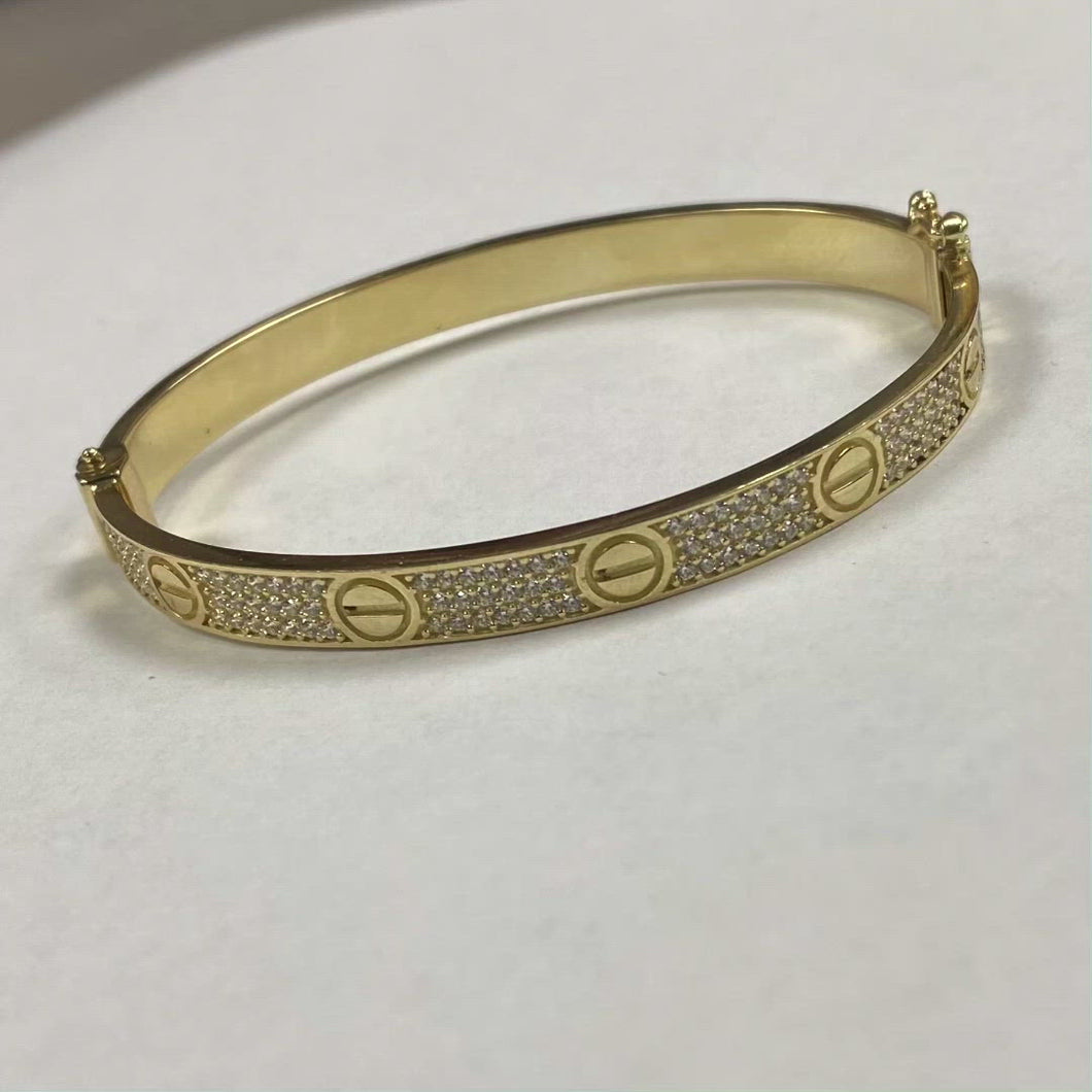 REVERSIBLE 10k Gold Designer Inspired Bangle with Two Wearable Designs