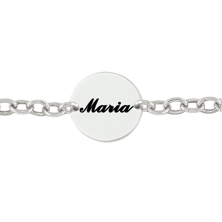 925 Sterling Silver Personalized Disc Name Bracelet