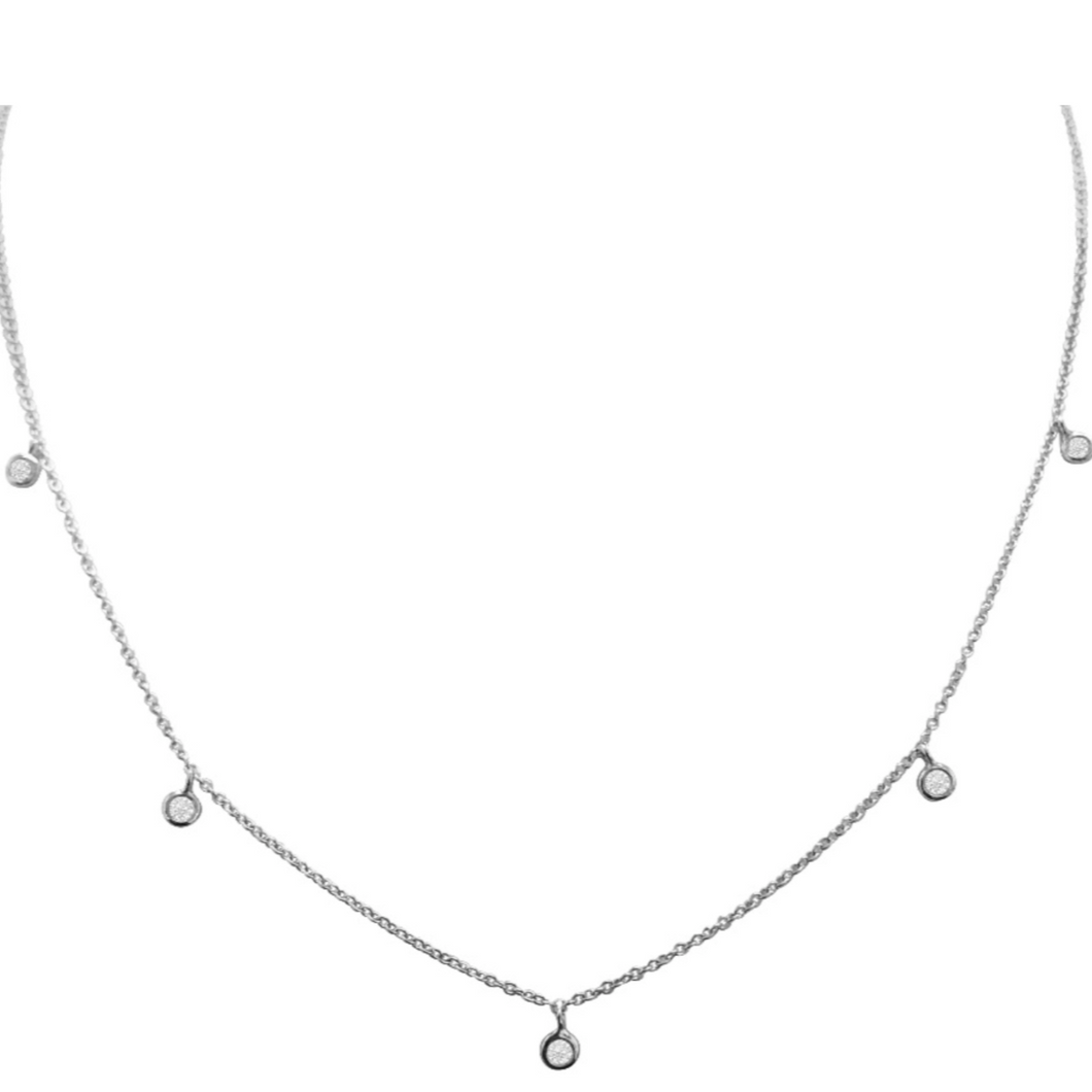 14K Gold Bezel Set Charm Necklace