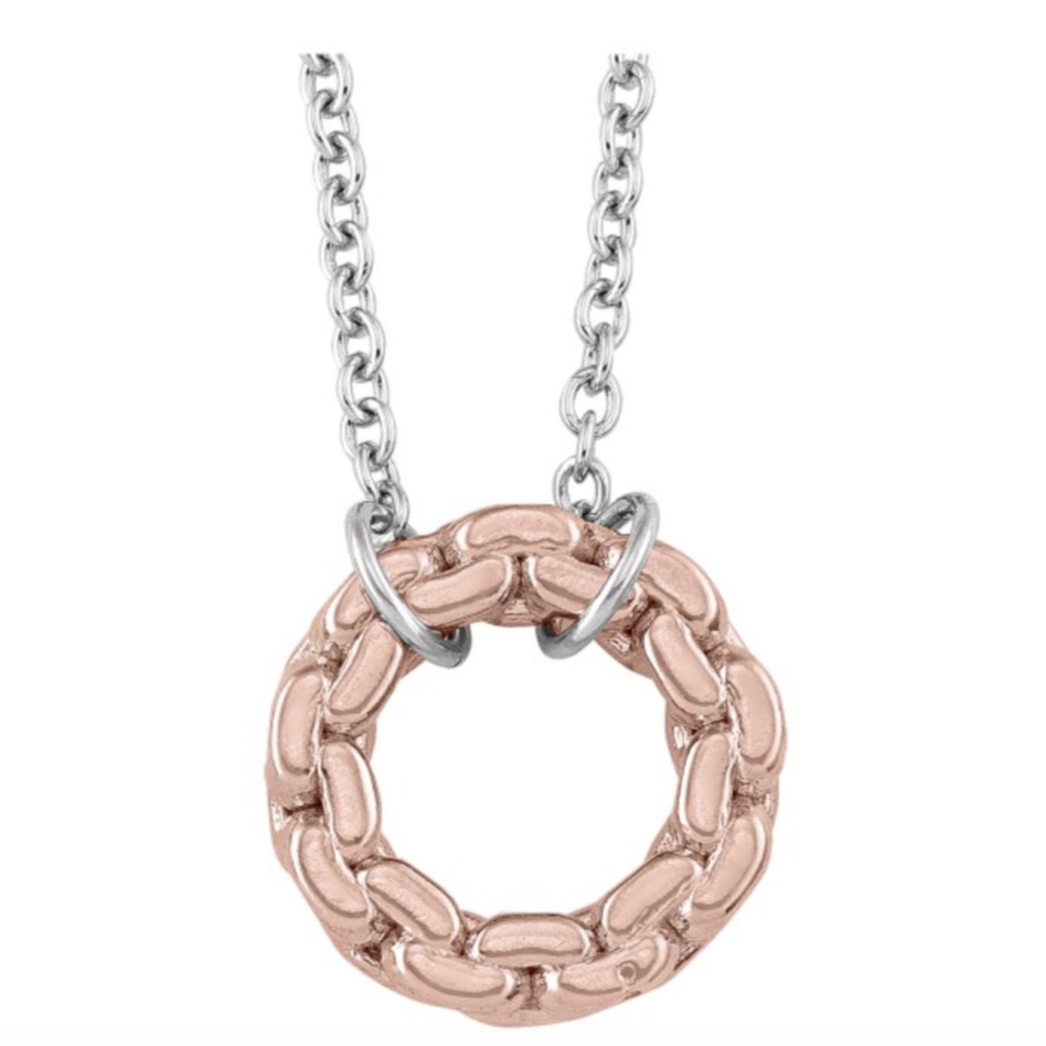 925 Sterling Silver Rose Coloured Circle of Life Necklace