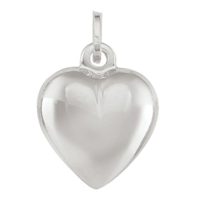 Large 925 Sterling Silver Puffed Heart Pendant