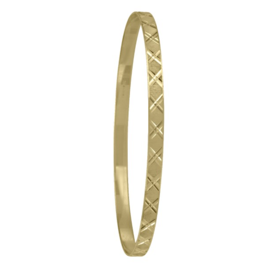 10K Gold Diamond Cut Stackable Bangles