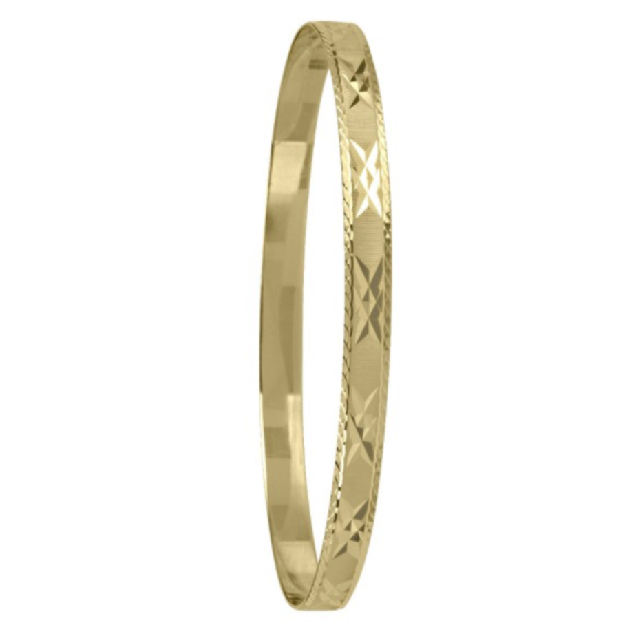 10K Gold Diamond Cut Stackable Bangles