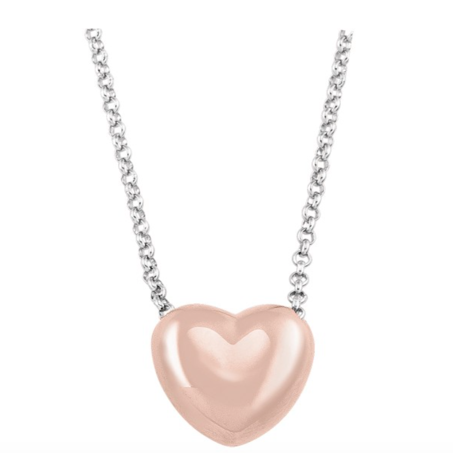 925 Sterling Silver Rose Coloured Heart Necklace