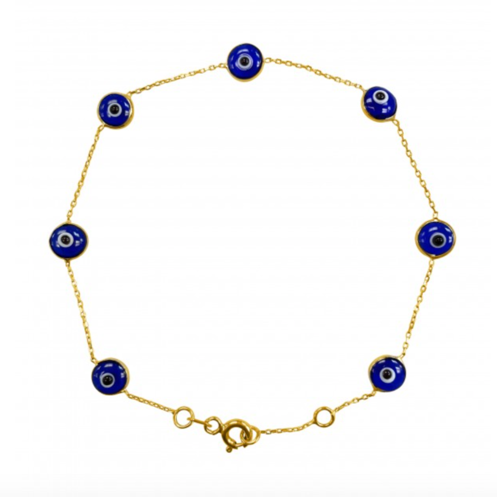 Ladies 10K Gold Evil Eye Bracelet