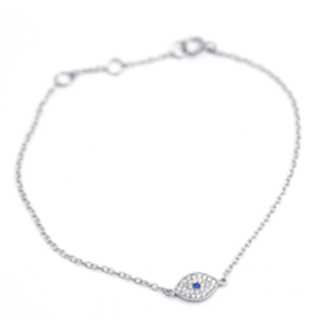 925 Sterling Silver Cubic Zirconia Evil Eye Bracelet