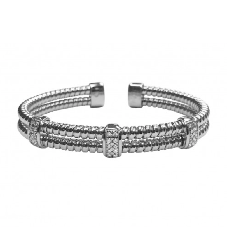 925 Sterling Silver Cubic Zirconia Cuff Bangle