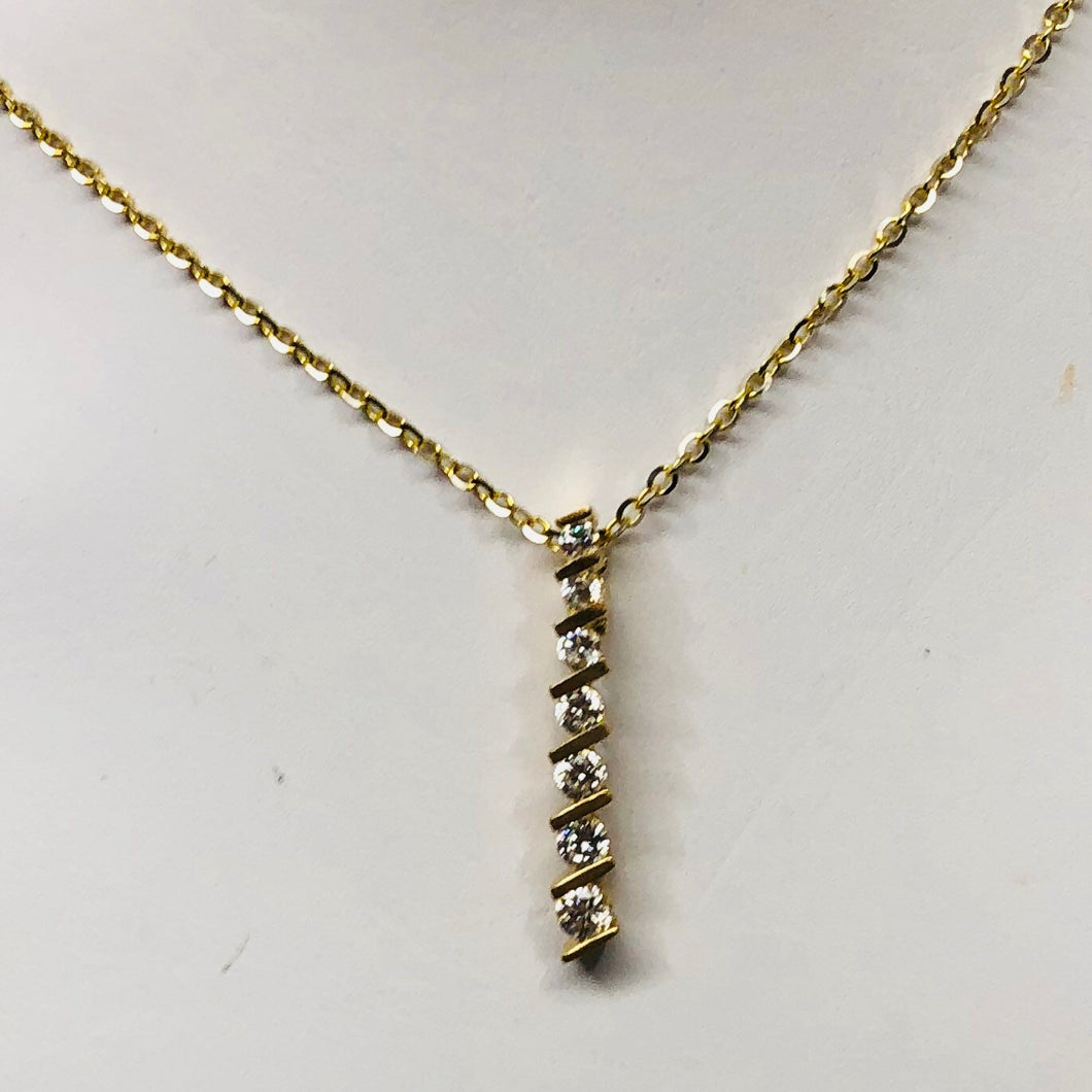 10K Gold Cubic Zirconia Bar Necklace