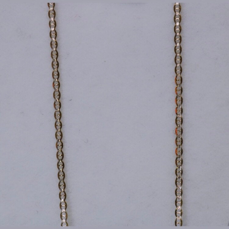 10K Gold Micro Two Tone Flat Marine Chain