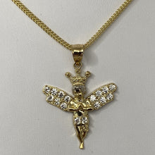 Load image into Gallery viewer, 10K Gold Crown Angel Pendant Necklace
