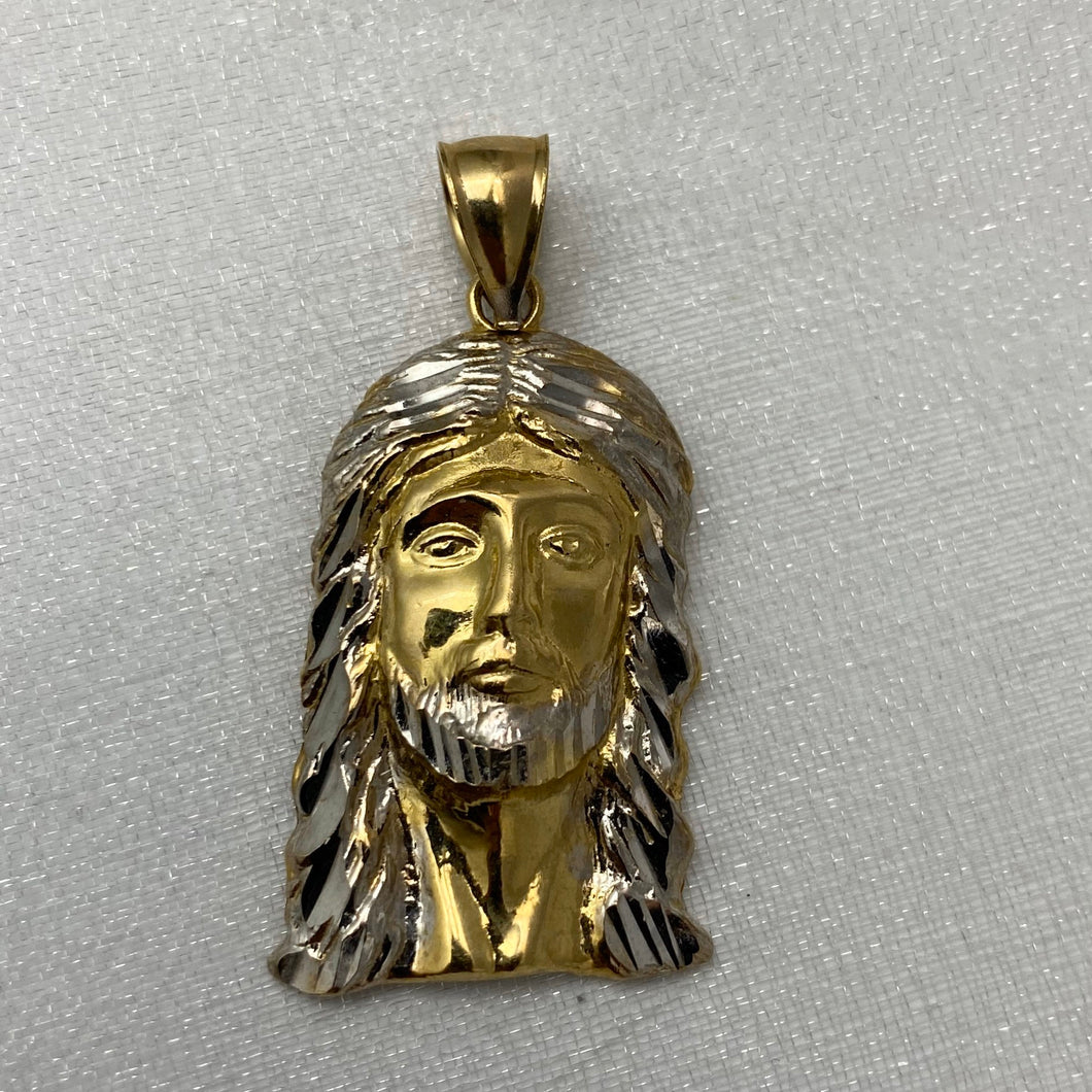 10K Gold Diamond Cut Jesus Pendant