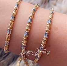 Load image into Gallery viewer, 10K Gold Two Tone Fancy Diamond Cut Link Chain and Bracelet
