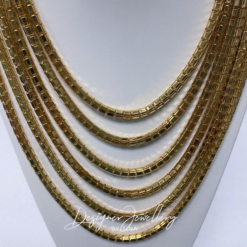 10K Gold 3D Cylindrical Link Chain