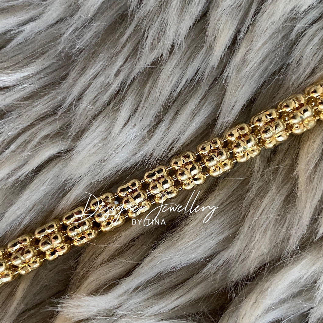 Solid 10K Gold 6 mm 3D Fancy Link Chain