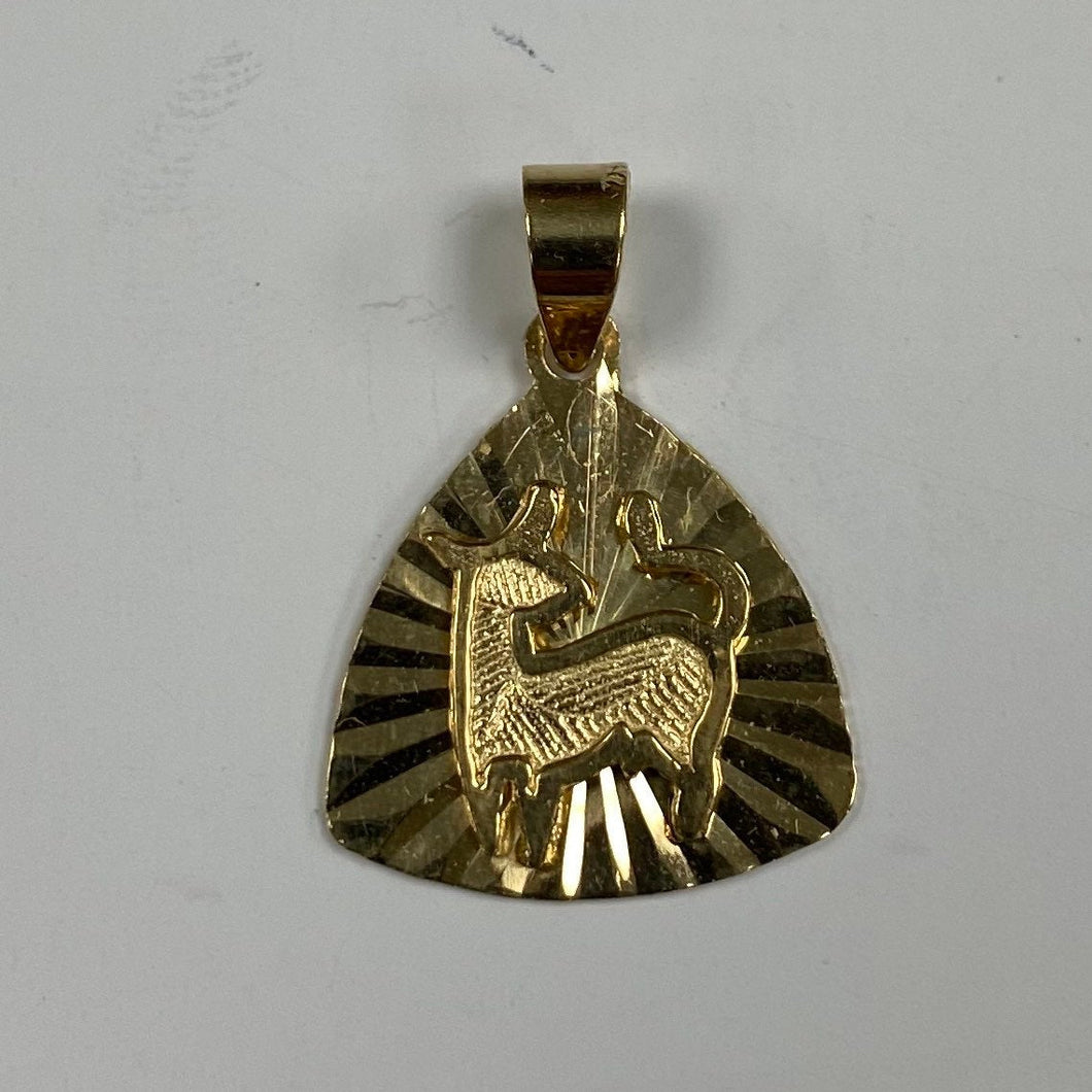 10K Solid Gold Pyramid Zodiac Pendant