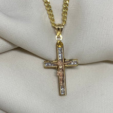 Load image into Gallery viewer, 10K Yellow and Rose Gold Cross Necklace
