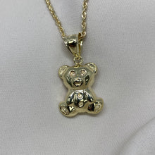 Load image into Gallery viewer, 10K Gold Oversized Puffed Teddy Bear Charm Necklace
