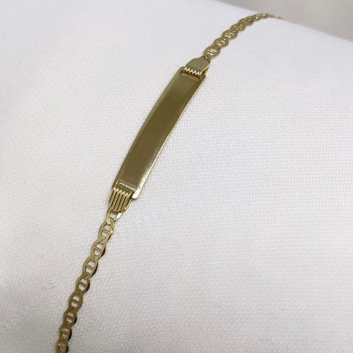 Solid 10K Gold Flat Marine Link Baby ID Bracelet