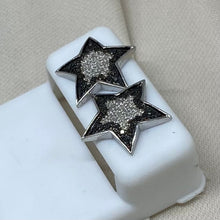 Load image into Gallery viewer, 10K White Gold Star Shaped Studs with White &amp; Black Diamonds
