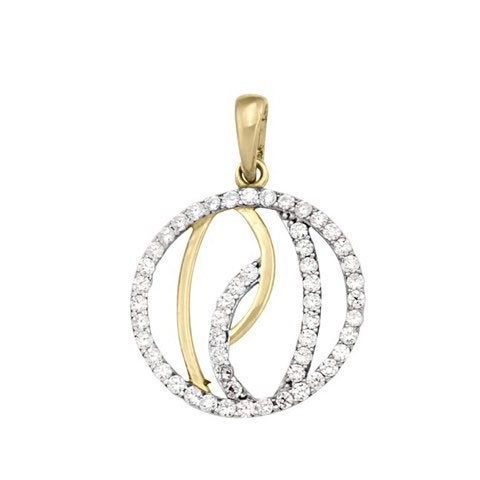 10K Gold Two Tone Fancy Circle Pendant