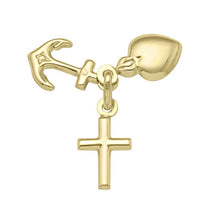 Load image into Gallery viewer, 10K/14K/18K Gold Puffed Hope, Faith, Charity Pendant (Medium sized)
