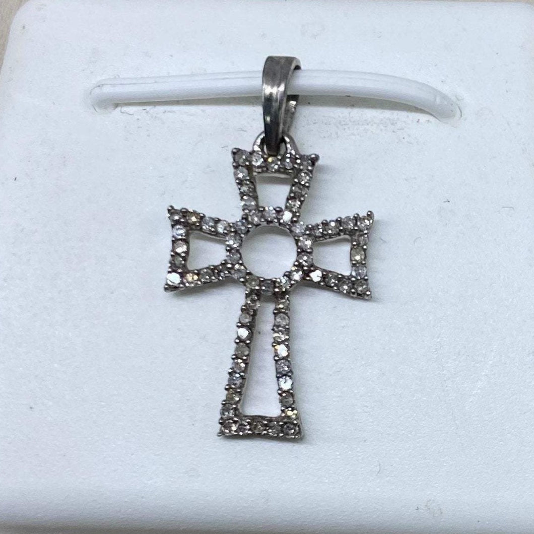 925 Sterling Silver & Diamond Cross Pendant