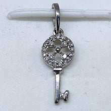 Load image into Gallery viewer, 925 Sterling Silver &amp; Diamond Key Pendant
