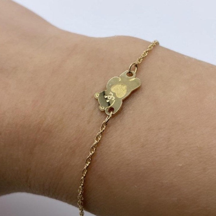 Small 10K Gold Teddy Bear Baby ID Bracelet