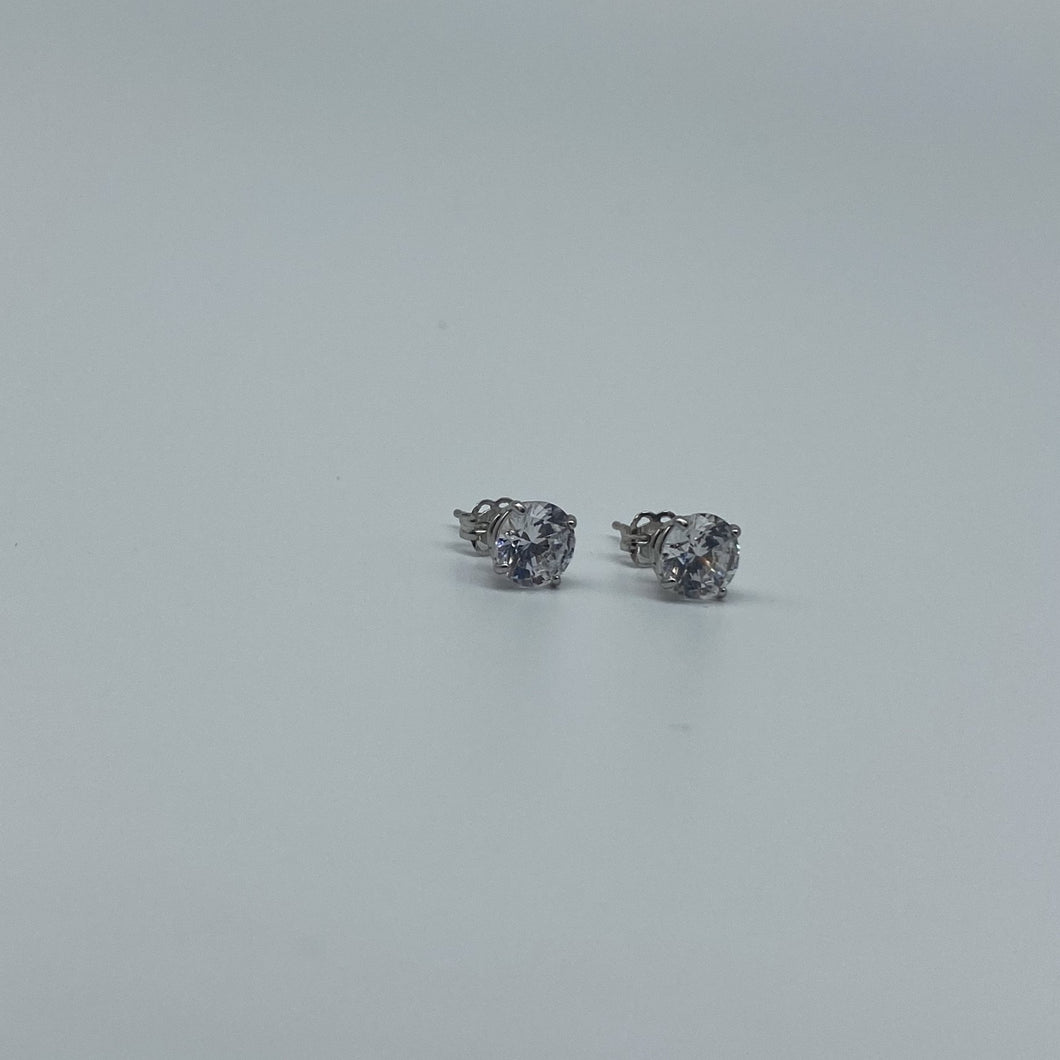 Small 10K Gold 6 mm Round Claw Set Cubic Zirconia Studs