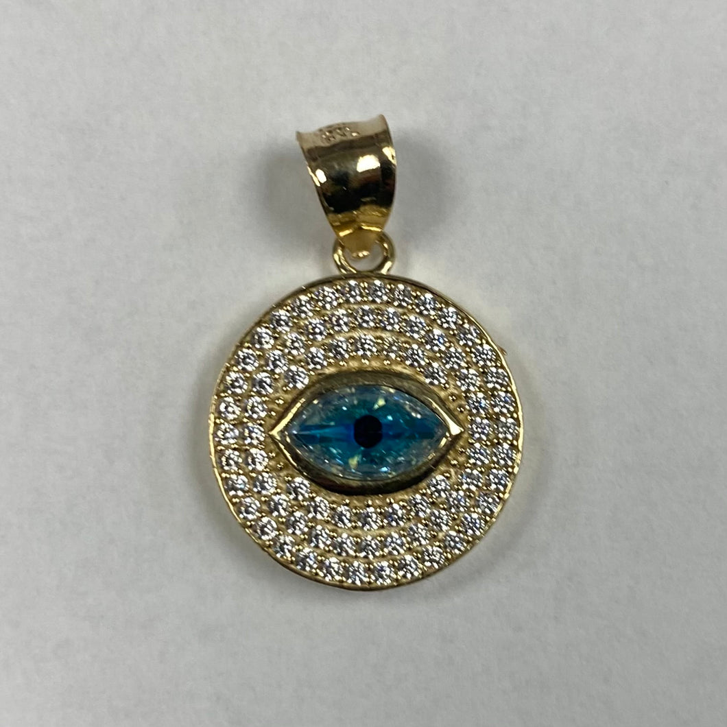 10K Gold Medallion Style Evil Eye