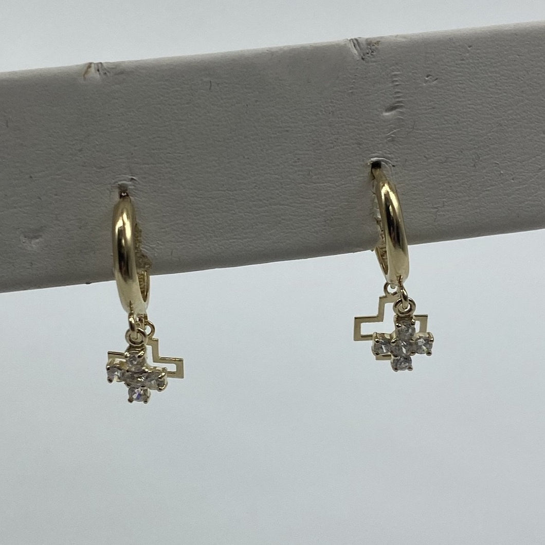 10K Gold Dangling Cross Earrings