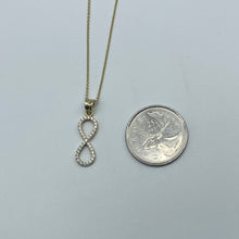 Load image into Gallery viewer, Small 10K Gold Cubic Zirconia Infinity Necklace
