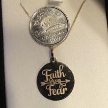 Load image into Gallery viewer, 10K Gold Personalized &quot;Faith over Fear&quot; medallion chain set
