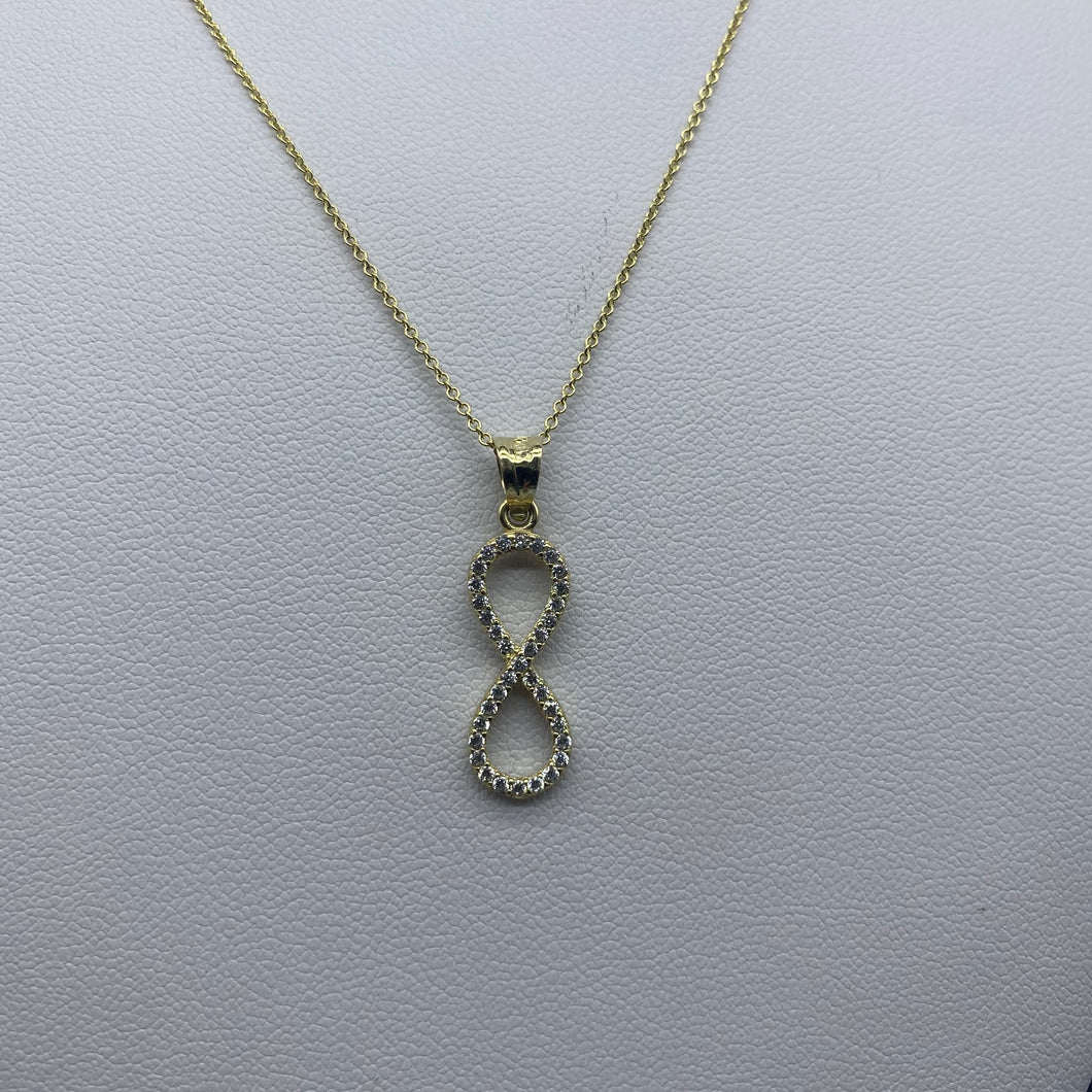 Small 10K Gold Cubic Zirconia Infinity Necklace