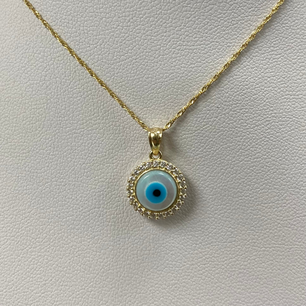 Small 10K Gold Evil Eye Necklace