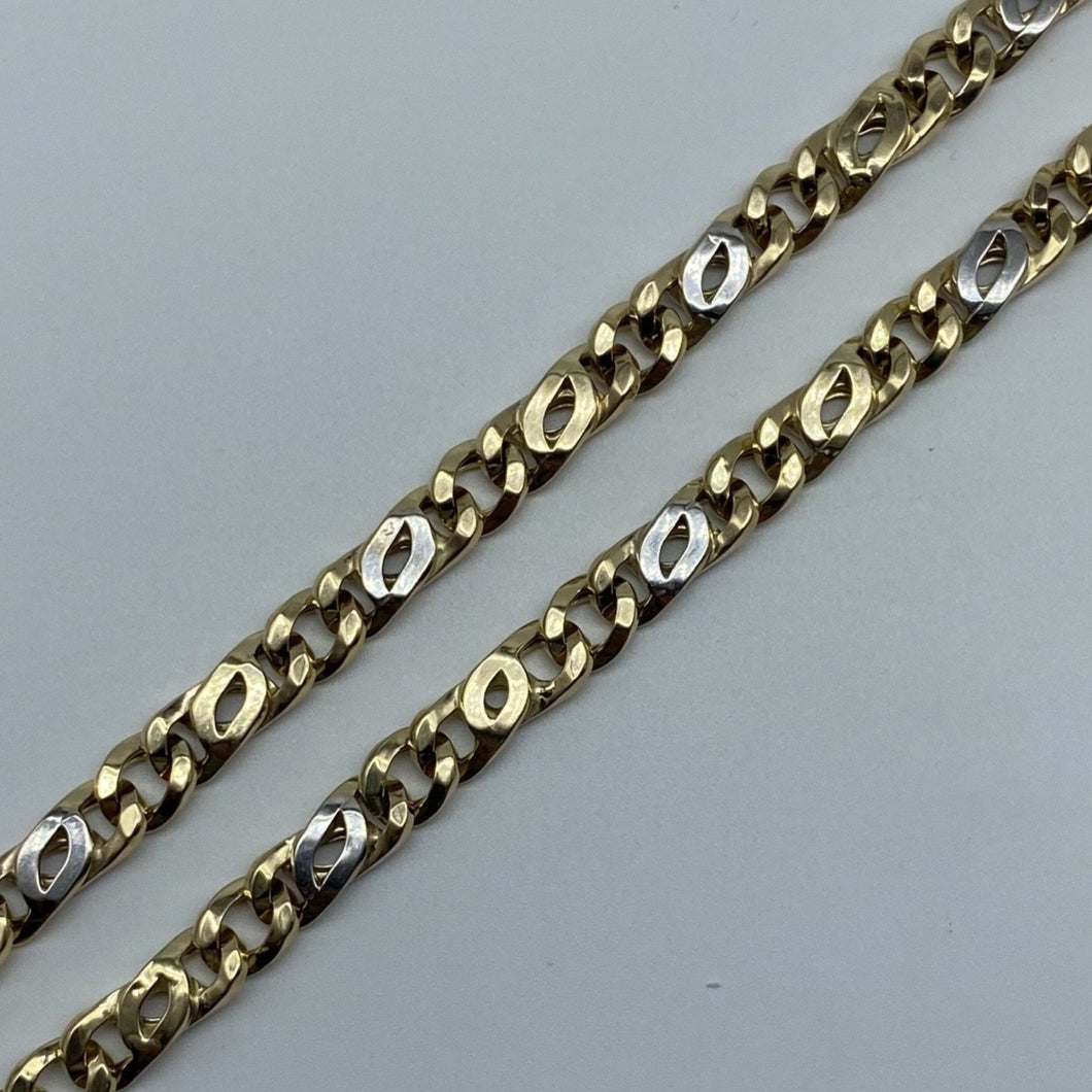 NEW Italian 14K Gold Two Tone Fancy Link