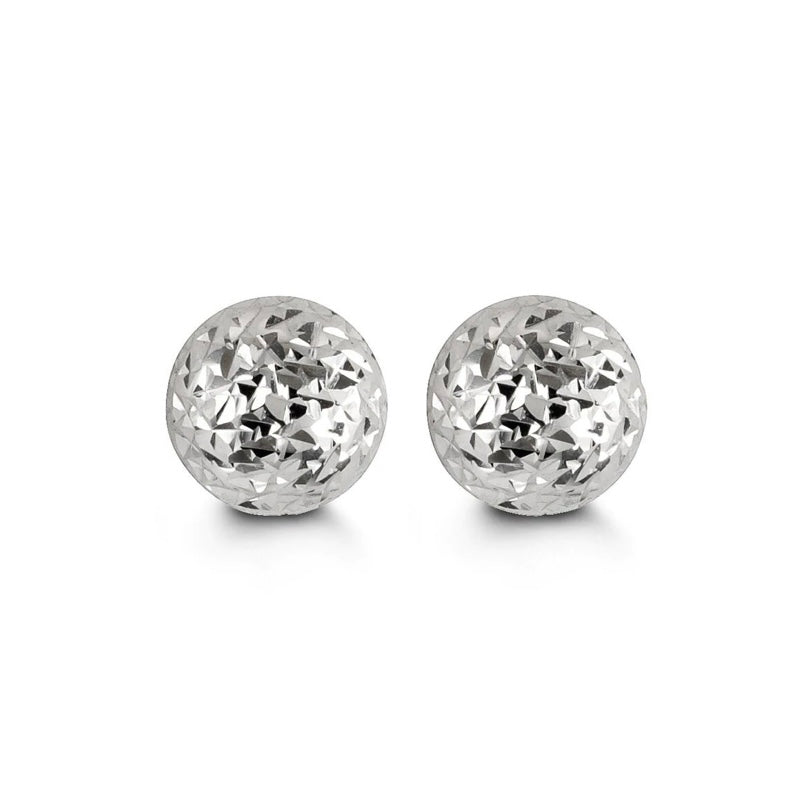 925 Sterling Silver 8 mm Diamond Cut Ball Stud Earrings