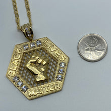 Load image into Gallery viewer, 10K Gold Cubic Zirconia BLM Chain Set
