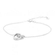 Load image into Gallery viewer, Ladies Sterling Silver Gold Plated Silver Interlocking CZ Link Bracelet
