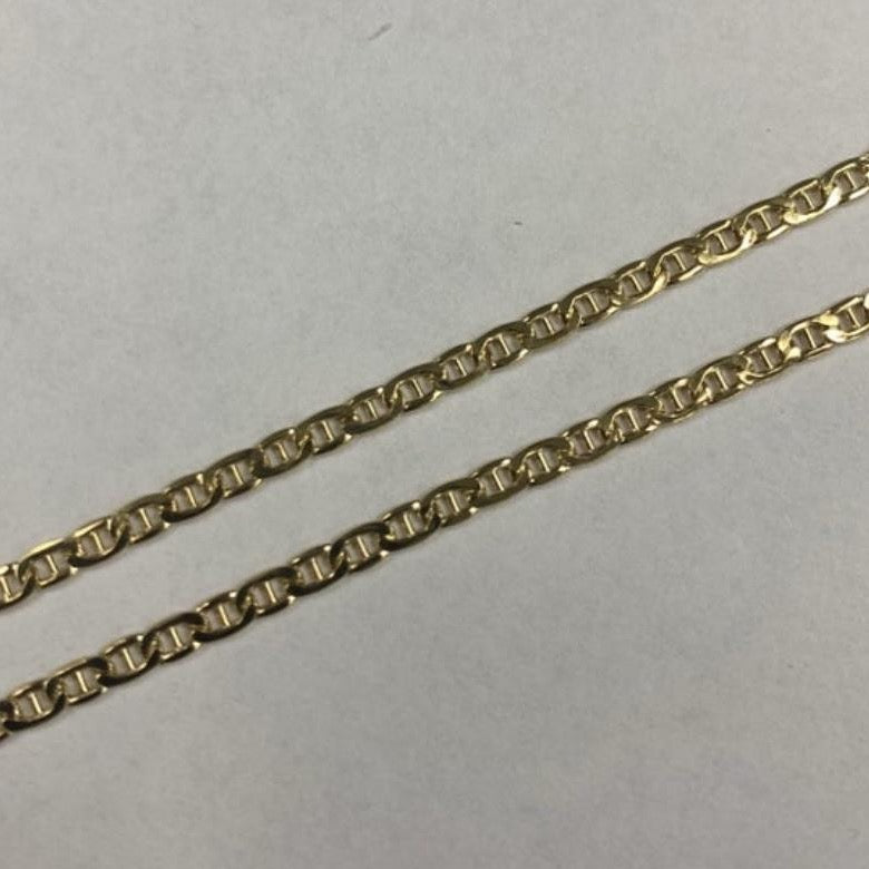 10K/14K/18K Gold 3 mm Marine Link Bracelet/Chain