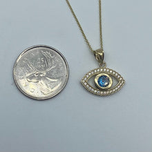 Load image into Gallery viewer, 10K Gold Cubic Zirconia Evil Eye Necklace
