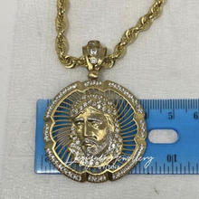 Load image into Gallery viewer, 10K Gold Cubic Zirconia Jesus Chain Set
