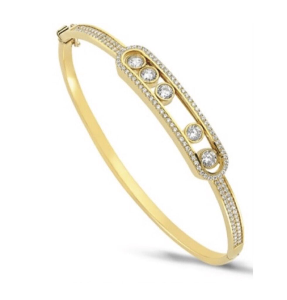 10K Gold Cubic Zirconia Charm Bangle