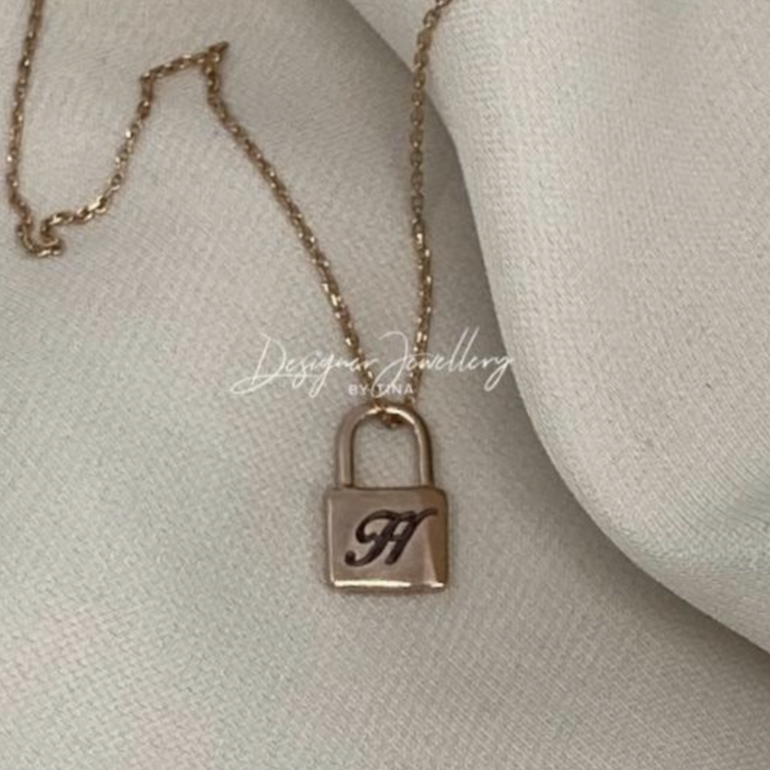 10K Gold Personalized Micro Lock Necklace