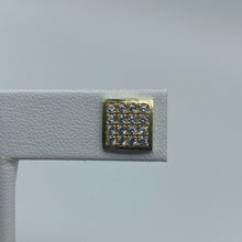 Load image into Gallery viewer, Large 10K Gold Square Micro Set Cubic Zirconia Studs
