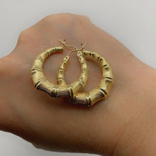 Load image into Gallery viewer, Small 10K Gold Classic Bamboo Hoop Earrings
